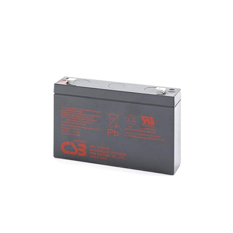 CSB HRL634WF2 6 Volt 9 AH Sealed Lead Acid Battery