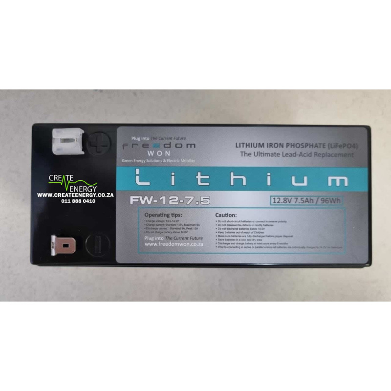 Freedom Won 12V 7,5 Ah LiFEPo4 Lithium Iron Battery