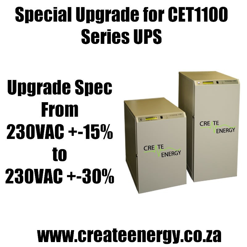 Create Energy CET1100 UPS Wide Voltage Window Upgrade to 230VAC +-30%
