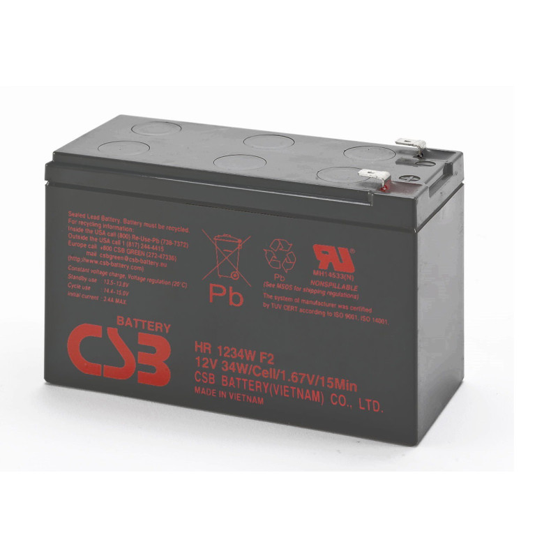 CSB HR1234WF2 12 Volt 9 AH Sealed Lead Acid Battery