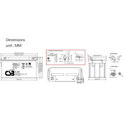 CSB GP12650 12 Volt 65 AH Sealed Lead Acid Battery