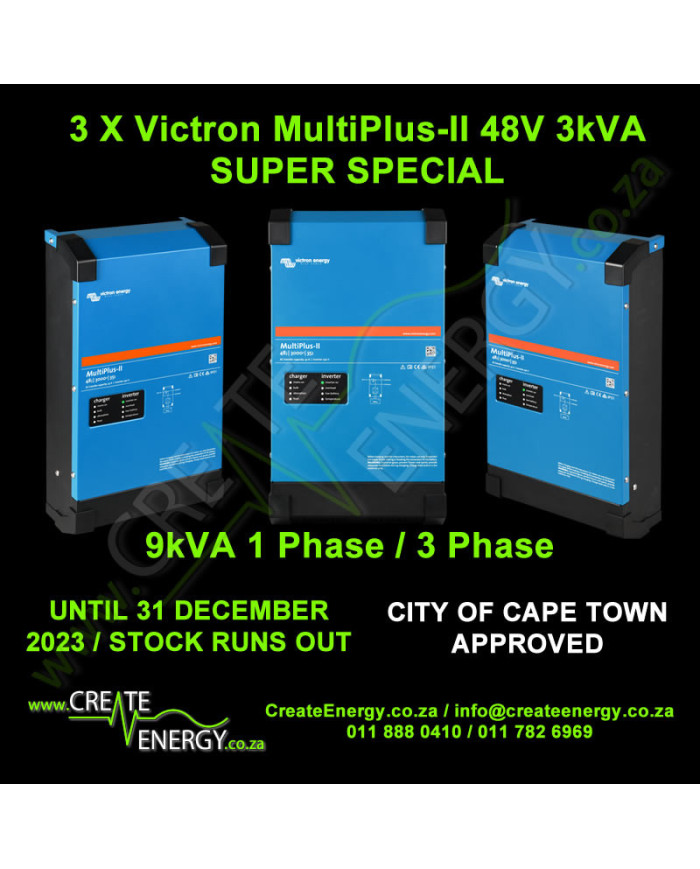 3 X Victron MultiPlus-II 3kVA 48V Inverter / Charger  9kVA Bundle