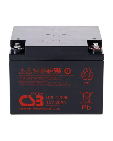 12V 26 Ah Long Life Maintenance-Free Sealed Lead Acid Battery CSB GPL12260 12V 26 Ah Long Life Maintenance-Free Sealed Lead Acid Battery CSB GPL12260