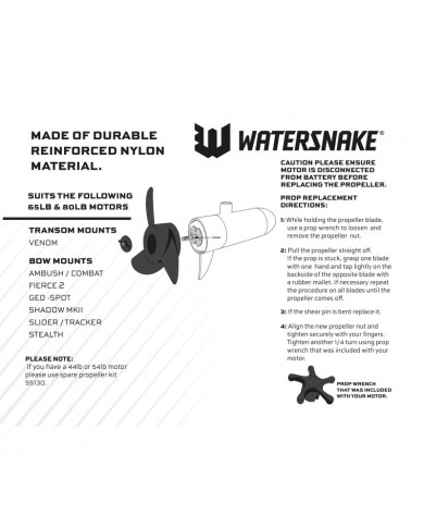 Watersnake Reinforced Nylon 3-Blade Propeller Kit Large- Watersnake Reinforced Nylon 3-Blade Propeller Kit Large-