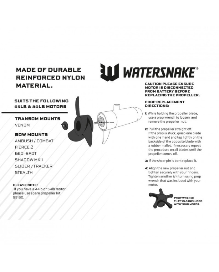 Watersnake Reinforced Nylon 3-Blade Propeller Kit Large-