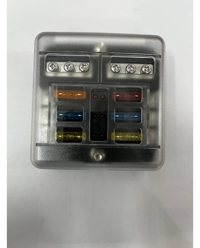 Fuse Box - 1 in and 6 out with negative bus bar and LED Indicator Fuse Box - 1 in and 6 out with negative bus bar and LED Indicator