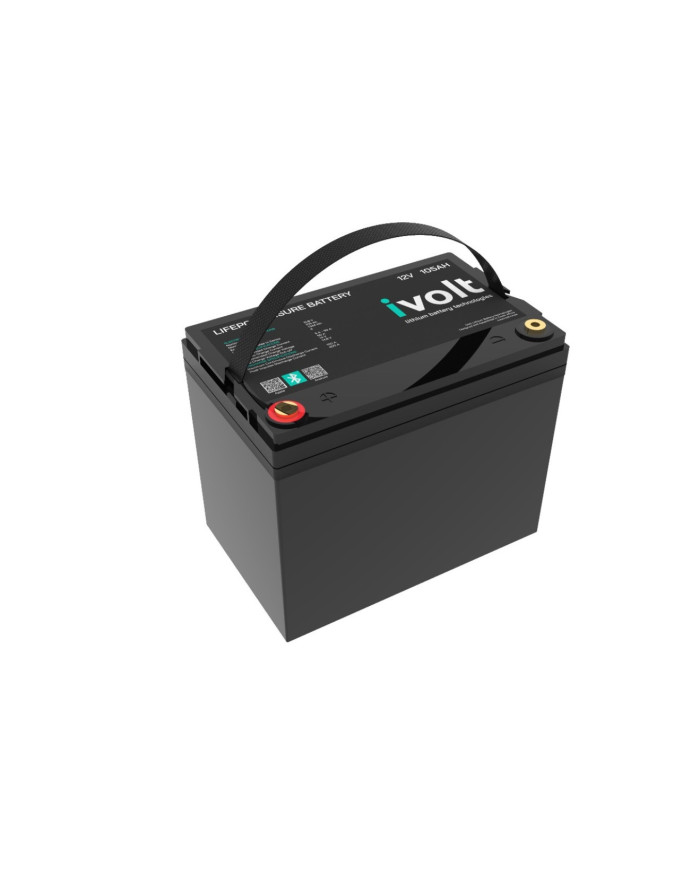 iVOLT LITHIUM BLUETOOTH SMART 12.8 V 105 Ah LIFePO4 DEEP CYCLE BATTERY GROUP 24 Case
