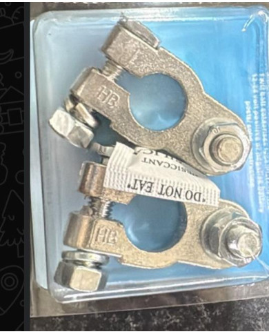 SAE Car Post Type Battery Clamps with nut to accept lug (1 X Postive, 1 X negative pack)