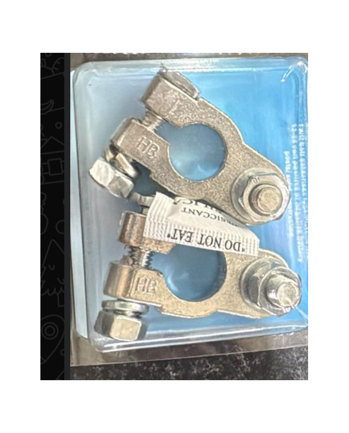 SAE Car Post Type Battery Clamps with nut to accept lug (1 X Postive, 1 X negative pack)