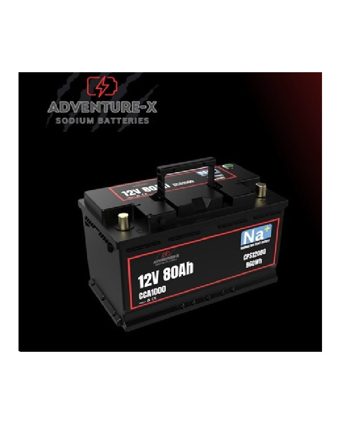 Adventure-x 12V 80Ah 1000 CCA Sodium-Ion (Na+) Engine Start & Deep Cycle Storage Battery With Bluetooth BMS