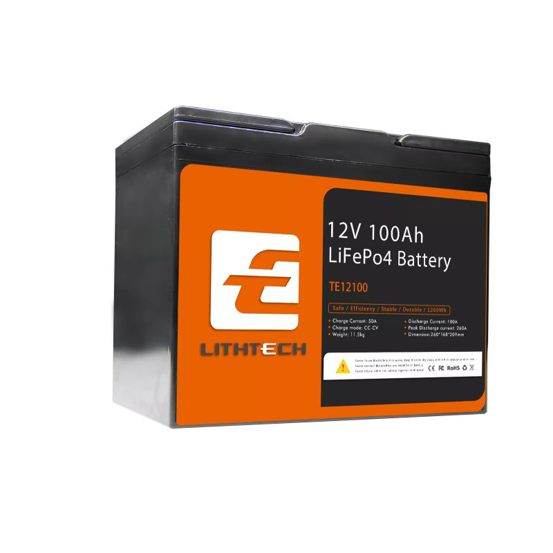 Lithtech TE12100B Bluetooth Smart LIFePO4 12 Volt 100 Amp Hour Battery Pack