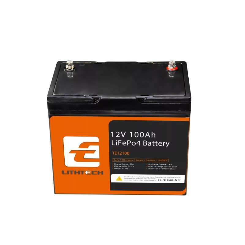 Lithtech TE12100B Bluetooth Smart LIFePO4 12 Volt 100 Amp Hour Battery Pack